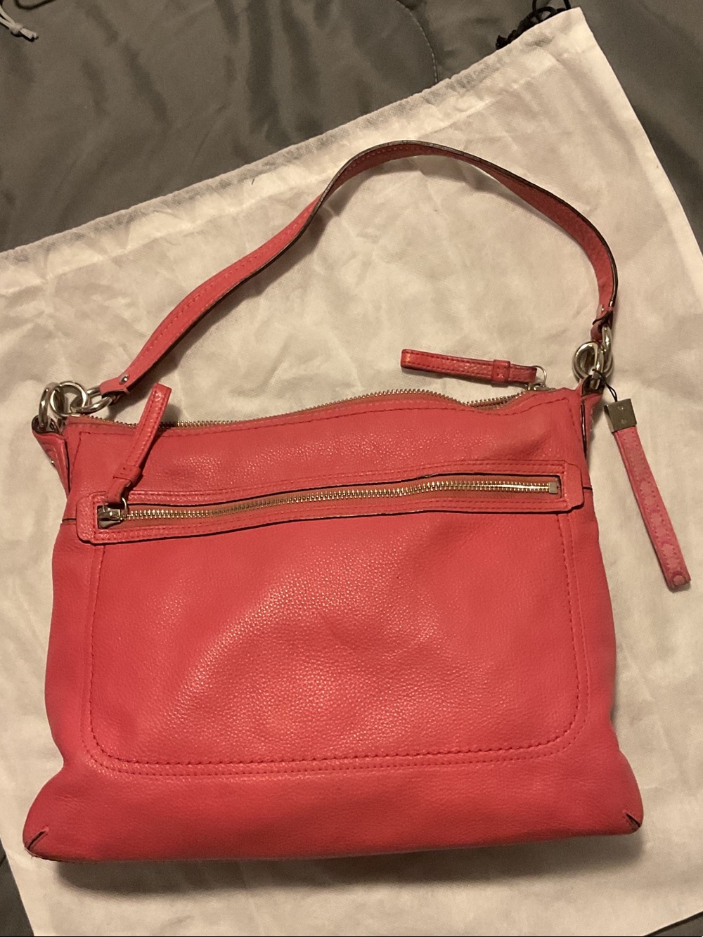 Coach Leather Shoulder Bag in Coral Pink - Stylish Everyday Carry